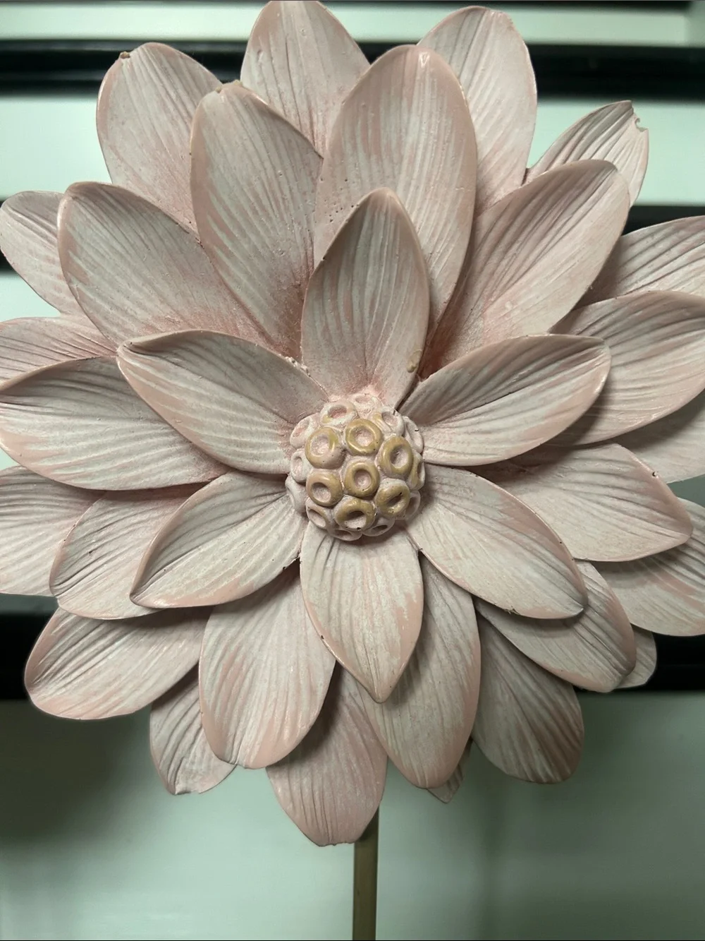 Decorative Pink Flower Sculpture on Pedestal - Home Accents decor pink brown